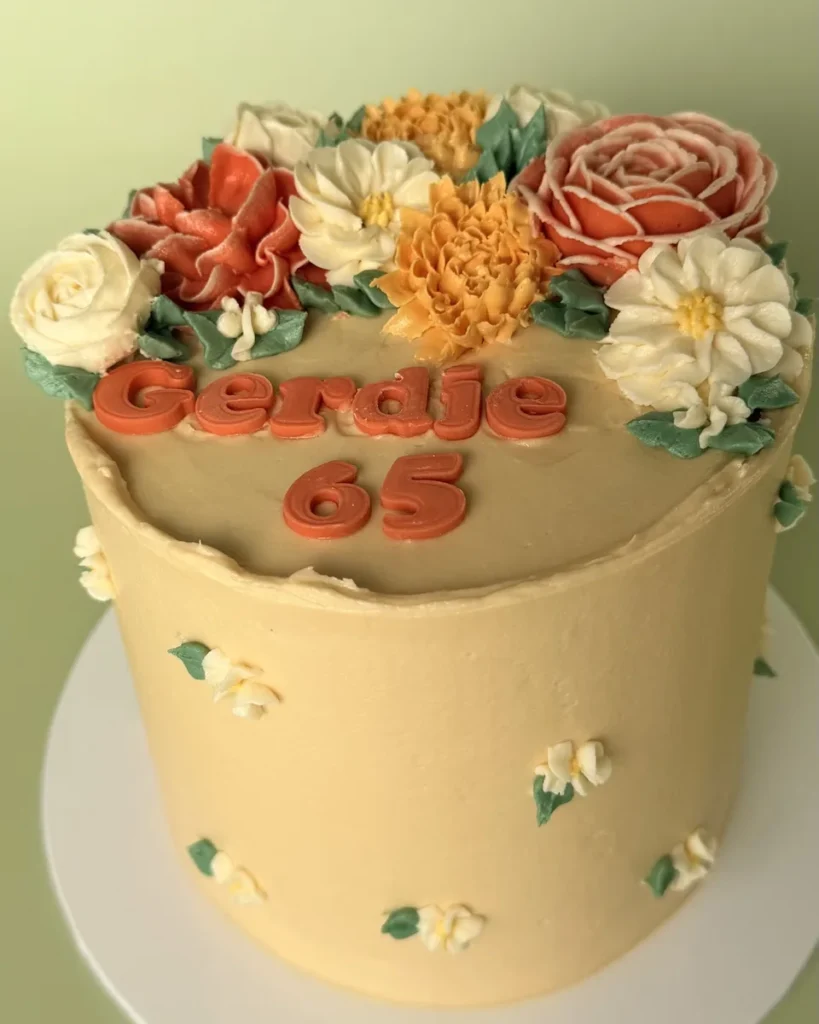 Bloementaart voor een 65ste verjaardag