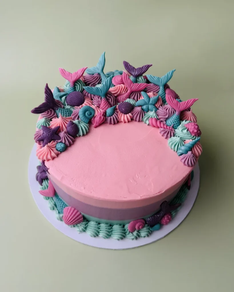 Zeemeerminnentaart met roze top